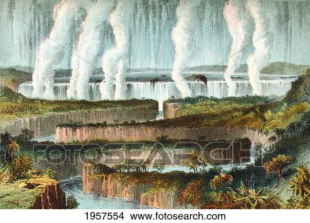 Picture - The Victoria Falls Or Mosi-Oa-Tunya, Zambezi River, Zimbabwe, Southern Africa In The 19Th Century. From The Life And Explorations Of Dr. Livingstone Published C. 1875.. Fotosearch
