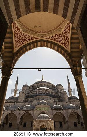 Stock Image - The view from the courtyard of Blue Mosque; Istanbul, Turkey. Fotosearch