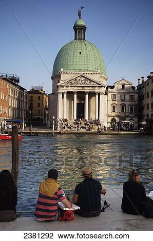 Stock Image - The view on arrival at the Venice train station, San Simeone Piccolo and the Grand Canal, Santa Lucia; Venice, Italy. Fotosearch