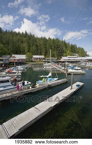 Stock Image - The Village And Docks Of Telegraph Cove On Vancouver Island; British Columbia, Canada. Fotosearch