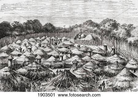 The Village Of Kiwana, Tanzania, Central Africa As It Was In The Late 19Th Century. From The Book Africa Pintoresca Published 1888. View Large Photo Image Stock Image - The Village Of Kiwana, Tanzania, Central Africa As It Was In The Late 19Th Century. From The Book Africa Pintoresca Published 1888.. Fotosearch