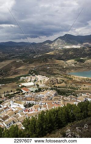 The village of Zahara de la Sierra overlooking the Zahara reservoir with Algodonales village in the distance. Andalucia, Spain View Large Photo Image Stock Photo - The village of Zahara de la Sierra overlooking the Zahara reservoir with Algodonales village in the distance. Andalucia, Spain. Fotosearch