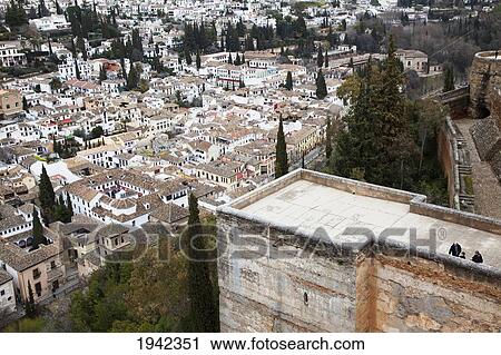 Stock Image - The Walls Of The Alhambra; Granada Andalucia Spain. Fotosearch