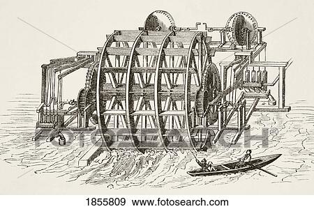 Stock Photo - The Water-Works Of London Bridge First Erected In 1582 From The National And Domestic History Of England By William Aubrey Published London Circa 1890. Fotosearch