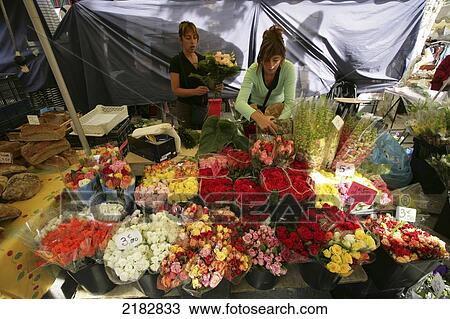 Stock Image - The Weekwnd Market In St Tropez South Of France. Fotosearch