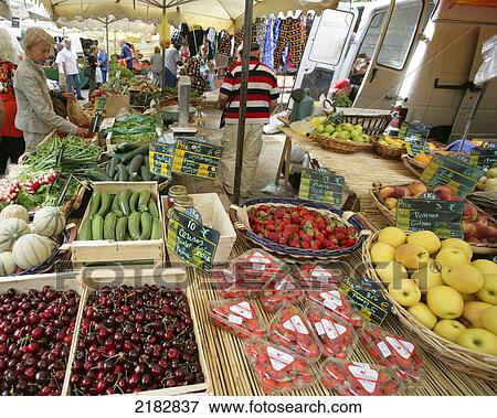 Stock Photo - The Weekwnd Market In St Tropez South Of France. Fotosearch