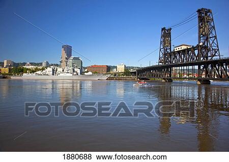 Stock Photo - The Willamette River During The Rose Festival; Portland, Oregon, United States Of America. Fotosearch