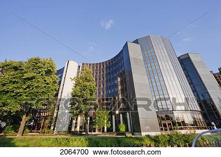 Stock Image - The Winston Churchill Building Of The European Parliament, Strasbourg, France. Fotosearch