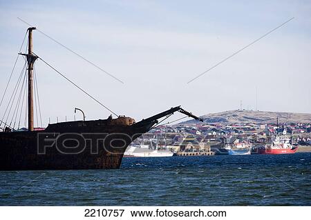 Stock Photo - The Wreck Of The Lady Elizabeth At The Eastern End Of Stanley Sound, Falkland Islands.. Fotosearch
