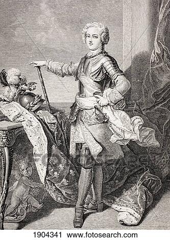 Stock Image - The Young King Louis Xv Of France, 1710 - 1774. From Xviii Siecle Institutions, Usages Et Costumes, Published Paris 1875.. Fotosearch
