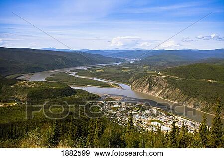 Stock Photo - The Yukon River From Midnight Dome Next To Dawson City; Yukon Territory, Canada. Fotosearch