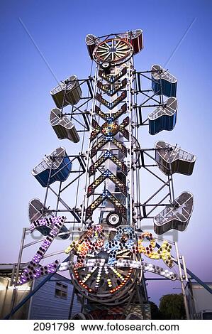 Stock Photo - The Zipper Amusement Park Ride At The Morden Corn & Apple Festival; Morden, Manitoba, Canada. Fotosearch
