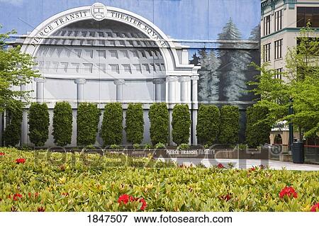Theatre Square And Transit Mural; Tacoma, Washington, Usa View Large Photo Image Stock Photo - Theatre Square And Transit Mural; Tacoma, Washington, Usa. Fotosearch