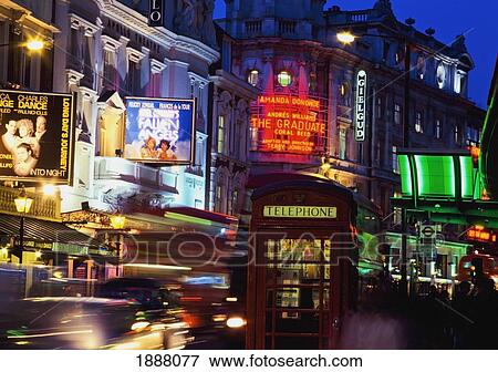Stock Photo - Theatreland, Shaftesbury Ave At Night. Fotosearch