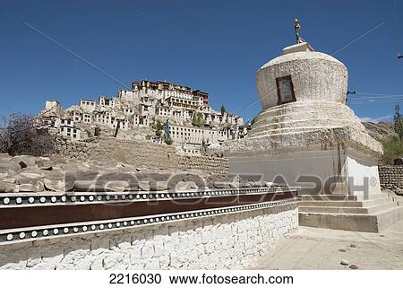 Thikse Monastery Is Built Up A Hillside In Ladhak. It Was Founded In 1433 C. E, Thikse, India View Large Photo Image Stock Image - Thikse Monastery Is Built Up A Hillside In Ladhak. It Was Founded In 1433 C. E, Thikse, India. Fotosearch