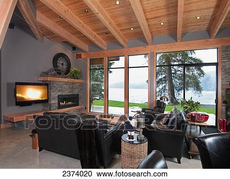 Stock Image - This Ocean-Side Home Features Views Of The Open Water; Port Renfrew, Vancouver Island, British Columbia, Canada. Fotosearch