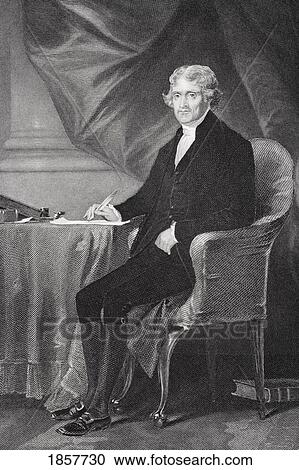 Stock Image - Thomas Jefferson 1743-1826. Third President Of The United States. Primary Author Of Declaration Of Independence. From Painting By Alonzo Chappel. Fotosearch