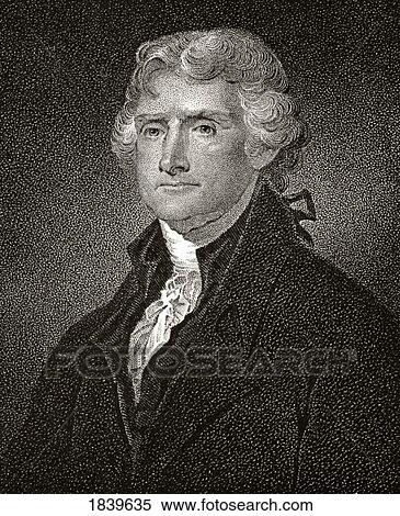 Stock Photography - Thomas Jefferson 1743 To 1826 American Statesman And Founding Father A Signatory Of Declaration Of Independence 19Th Century Engraving By J. B. Longacre From Portrait By Field After Stuart. Fotosearch