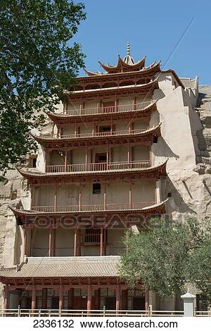 Stock Image - Thousand Buddha Grotto; Jiuquan, Gansu, China. Fotosearch