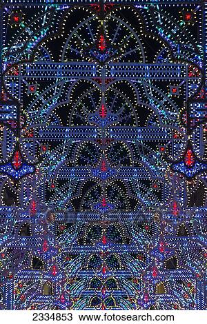 Stock Image - Thousands Of Leds Lighting Up Street As Part Of Fallas Festival; Valencia, Spain. Fotosearch