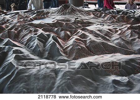 Stock Photo - Three Dimensional Display Of Mount St. Helens Showing Lava Flow After 1980 Eruption; Washington Usa. Fotosearch