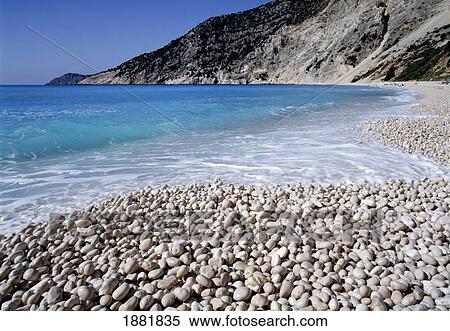 Tide On Myrtos Beach View Large Photo Image Stock Photography - Tide On Myrtos Beach. Fotosearch