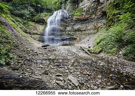 Stock Photography - Tiffany Falls waterfall; Hamilton, Ontario, Canada. Fotosearch