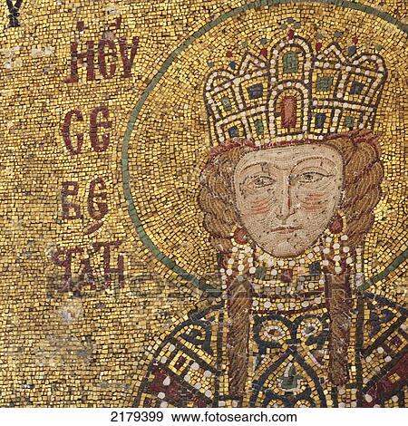 Stock Photo - Tile Mosaic Of An Historical Figure In The Hagia Sophia Museum; Istanbul Turkey. Fotosearch