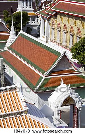 Tile Roofs At Wat Arun (Temple Of The Dawn); Bangkok, Thailand View Large Photo Image Stock Image - Tile Roofs At Wat Arun (Temple Of The Dawn); Bangkok, Thailand. Fotosearch