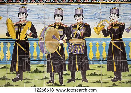 Stock Photo - Tilework musicians, The Edifice of the Sun (Shams ol Emareh), Golestan Palace; Tehran, Iran. Fotosearch