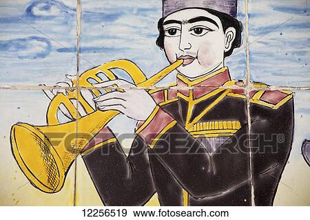 Stock Photo - Tilework musicians, The Edifice of the Sun (Shams ol Emareh), Golestan Palace; Tehran, Iran. Fotosearch