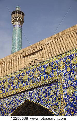 Stock Photo - Tilework on walls of Imam Mosque, Imam Square; Isfahan, Iran. Fotosearch