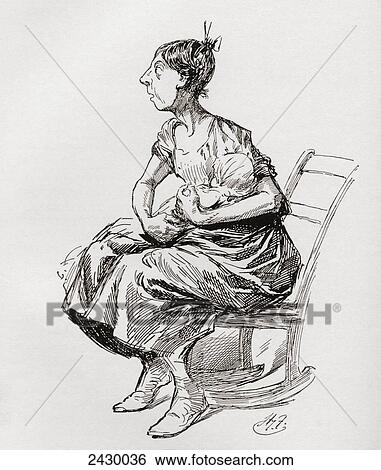 Stock Photograph - Tilly Slowboy. Illustration by Harry Furniss for the short story The Cricket on the Hearth from The Christmas Books by Charles Dickens, published in The Testimonial Edition of 1910.. Fotosearch