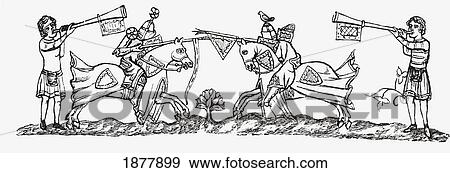 Stock Photo - Tilting In The Early Fourteenth Century. From The Book Short History Of The English People By J. R. Green, Published London 1893. Fotosearch