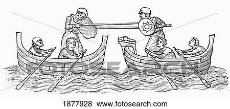 Stock Photo - Tilting On Water, Early Fourteenth Century. From The Book Short History Of The English People By J. R. Green, Published London 1893. Fotosearch