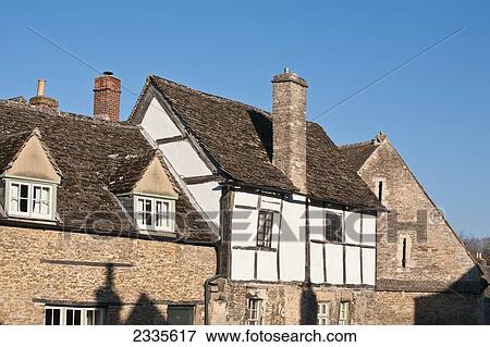 Stock Photo - Timbered House; Wiltshire, England. Fotosearch