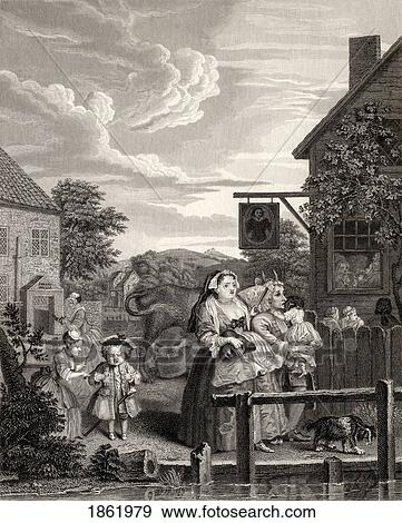 Times Of The Day Evening From The Original Picture By Hogarth From The Works Of Hogarth Published London 1833 View Large Photo Image Stock Photo - Times Of The Day Evening From The Original Picture By Hogarth From The Works Of Hogarth Published London 1833. Fotosearch