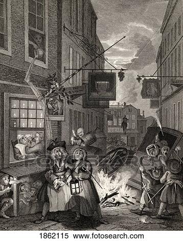 Times Of The Day Night From The Original Picture By Hogarth From The Works Of Hogarth Published London 1833 View Large Photo Image Stock Photography - Times Of The Day Night From The Original Picture By Hogarth From The Works Of Hogarth Published London 1833. Fotosearch