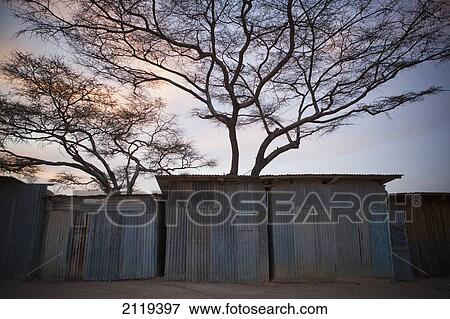 Stock Photo - Tin shacks; Kenya. Fotosearch