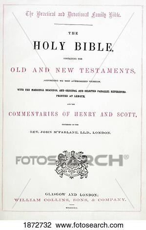 Title Page From The Holy Bible Published By William Collins, Sons, & Company In 1869. View Large Photo Image Stock Image - Title Page From The Holy Bible Published By William Collins, Sons, & Company In 1869.. Fotosearch
