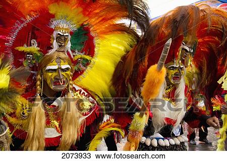 Tobas Dancers Wearing Elaborate Masks, Feather Headdresses And Costumes In The Procession Of The Carnaval De Oruro, Oruro, Bolivia View Large Photo Image Stock Image - Tobas Dancers Wearing Elaborate Masks, Feather Headdresses And Costumes In The Procession Of The Carnaval De Oruro, Oruro, Bolivia. Fotosearch