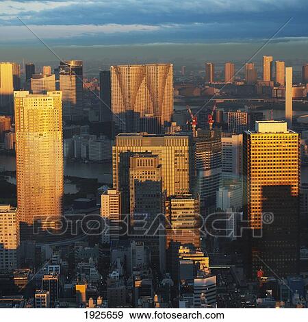 Stock Photo - Tokyo Skyline At Dusk; Tokyo, Japan. Fotosearch