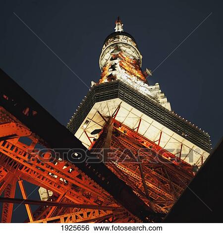 Tokyo Tower Illuminated At Night; Tokyo, Japan View Large Photo Image Stock Photograph - Tokyo Tower Illuminated At Night; Tokyo, Japan. Fotosearch