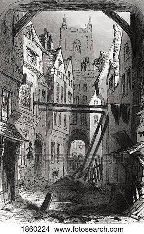 Tom All Alone's. Illustration By Phiz (Hablot Knight Browne) 1815-1882. From The Book Bleak House By Charles Dickens. Published London 1853. View Large Photo Image Picture - Tom All Alone's. Illustration By Phiz (Hablot Knight Browne) 1815-1882. From The Book Bleak House By Charles Dickens. Published London 1853.. Fotosearch