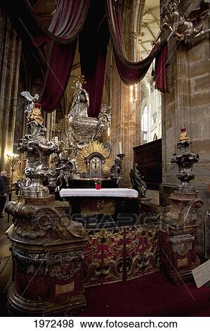 Stock Photo - Tomb Of John Of Nepomuk Inside Saint Vitus' Cathedral, Prague, Czech Republic. Fotosearch