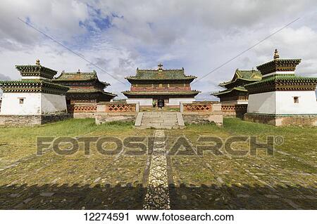Stock Image - Tombs and Zuu Temples in Erdene Zuu Monastery, Karakorum (Kharkhorin),? vÃƒÆ’Ã‚Â·rkhangai Province, Mongolia. Fotosearch