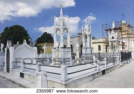 Stock Photo - Tombs In Necropolis Cristobal Colon; Havana, Artemisa, Cuba. Fotosearch
