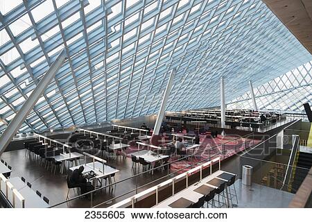 Top Floor Of Seattle Central Library With Sloped Glass Roof; Seattle, Washington, United States Of America View Large Photo Image Stock Photography - Top Floor Of Seattle Central Library With Sloped Glass Roof; Seattle, Washington, United States Of America. Fotosearch