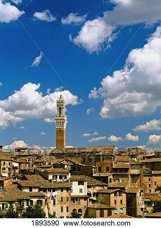 Stock Image - Torre De Mangia And Siena Skyline. Fotosearch