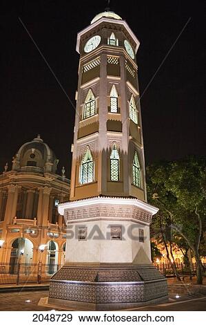 Torre Morisca (Moorish Clock Tower) At Night, Guayaquil, Guayas, Ecuador View Large Photo Image Stock Photo - Torre Morisca (Moorish Clock Tower) At Night, Guayaquil, Guayas, Ecuador. Fotosearch